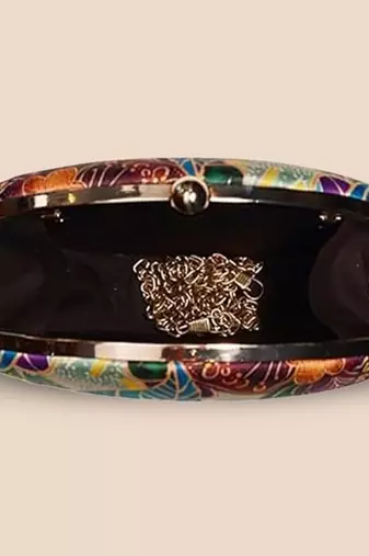 Batik printed box clutch for women with detachable strap