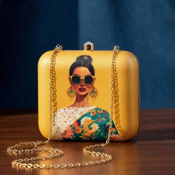 Classy women printed box clutchbag for women with detachable strap 1