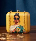 Classy women printed box clutchbag for women with detachable strap
