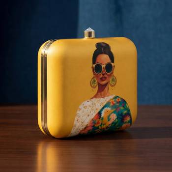 Classy women printed box clutchbag for women with detachable strap 2