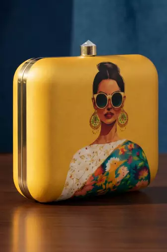 Classy women printed box clutchbag for women with detachable strap