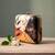 Abstract art printed box clutch bag for women with detachable strap