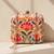 Multicolour floral printed clutch bag for women with detachable strap