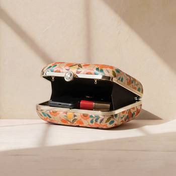 Multicolour floral printed clutch bag for women with detachable strap 3