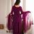 Wine heavy fendy silk embroidered kurta with farshi shalwar & glass roman silk dupatta set