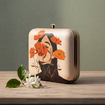 Flower printed box clutchbag for women with detachable strap 2
