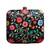 Black based floral printed clutch for women with detachable strap