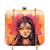 Yellow based indian woman printed clutch for women with detachable strap