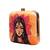 Yellow based indian woman printed clutch for women with detachable strap