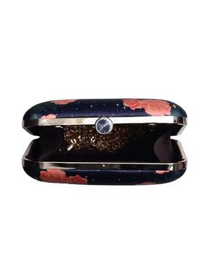 Rose and girl portrait printed clutch bag for women with detachable strap 3