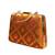 Mustard yellow based pink pattern printed brocade fabric clutch for women