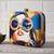 Multicolored portrait printed clutch bag for women with detachable strap