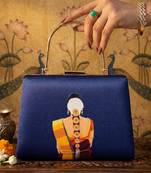 Women’s portrait printed clutch bag detachable chain strap