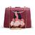 Maroon based floral girl portrait printed clutch bag for women with detachable strap