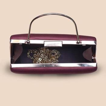 Maroon based floral girl portrait printed clutch bag for women with detachable strap 3