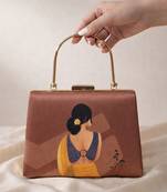 Indian women portrait printed clutchbag for women with detachable strap