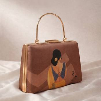 Indian women portrait printed clutchbag for women with detachable strap 2