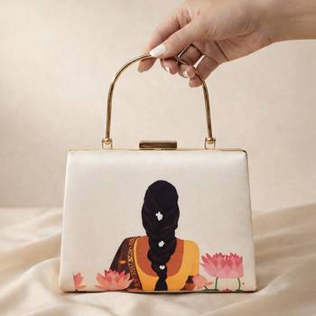 Flower lady printed clutchbag for women with detachable strap 1