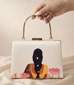 Flower lady printed clutchbag for women with detachable strap