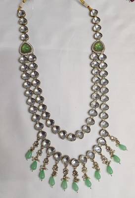 Pista c antique gold-plated agate stone  kundan dula mala Men Jewellery 2
