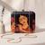 Black based dancing lady portrait printed clutch bag for women with detachable strap
