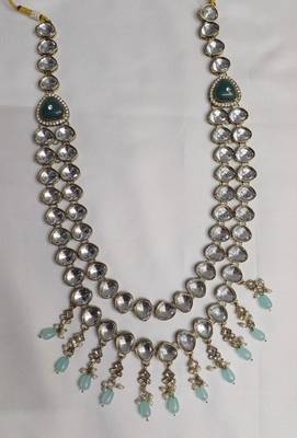 Pista antique gold-plated agate stone  kundan dula mala Men Jewellery 2