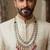 Purple antique gold-plated agate stone  kundan dula mala Men Jewellery