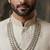 Green antique gold-plated agate stone  kundan dula mala Men Jewellery