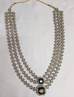 Green antique gold-plated agate stone  kundan dula mala Men Jewellery 2