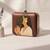 Dark brown based asthetic girl portrait printed clutch bag for women with detachable strap
