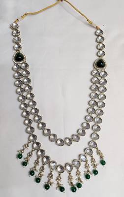 Green antique gold-plated agate stone kundan dula mala Men Jewellery 2