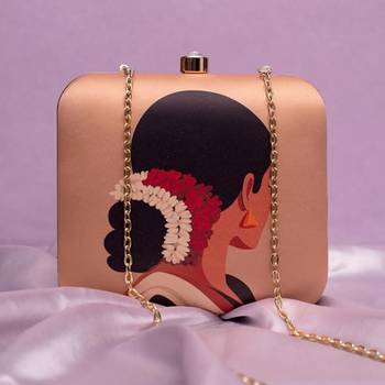 Indian woman with gajra printed clutch for women with detachable strap 1