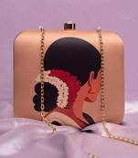 Indian woman with gajra printed clutch for women with detachable strap