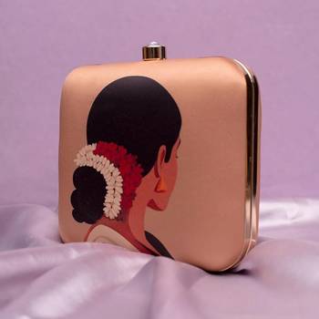 Indian woman with gajra printed clutch for women with detachable strap 2