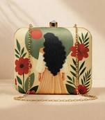 Women’s portrait printed clutch bag