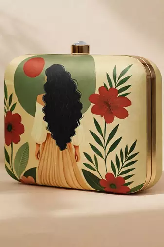Women’s portrait printed clutch bag