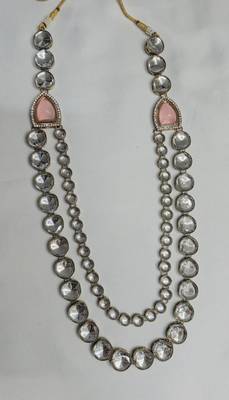 Pink antique gold-plated agate stone kundan dula mala Men Jewellery 2
