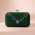 Dark green based floral sequins embrodiery clutch bag for women with detachable strap