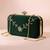Dark green based floral sequins embrodiery clutch bag for women with detachable strap