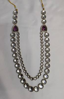 Purple antique gold-plated agate stone kundan dula mala Men Jewellery 2