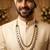 Green antique gold-plated agate stone kundan dula mala Men Jewellery