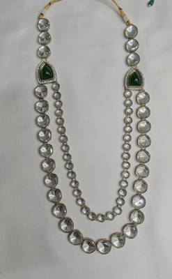 Green antique gold-plated agate stone kundan dula mala Men Jewellery 2