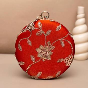 Regal orange  blossom clutch bag for women with detachable strap 1