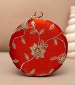 Regal orange  blossom clutch bag for women with detachable strap