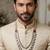 Maroon antique gold-plated agate stone kundan dula mala Men Jewellery
