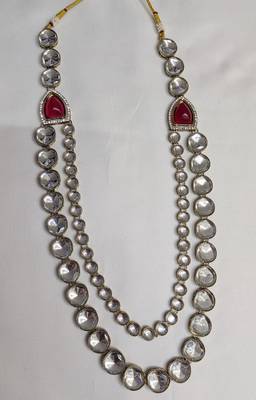 Maroon antique gold-plated agate stone kundan dula mala Men Jewellery 2