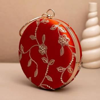 Regal orange  blossom clutch bag for women with detachable strap 2