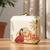 Vintage courtyard printed clutch bag for women with detachable strap