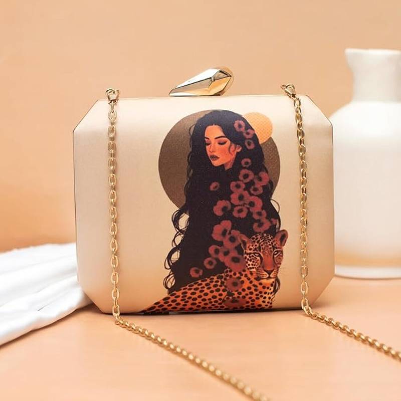 Printed box clutch purse - sling bag - crossbody handbag