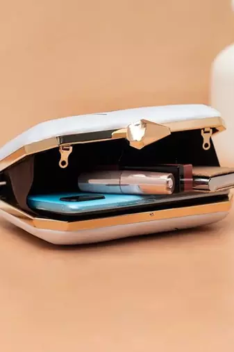 Butterfly face abstract beauty printed  clutch bag for women with detachable strap